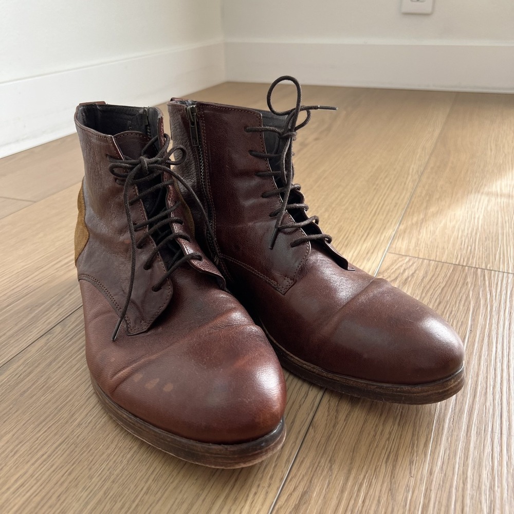 Freebird Lace-up Mens 10.5/11 US EU 44 Brown Leather Distressed Dress Boots Zip